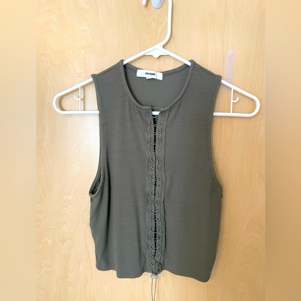 Joah Brown Lace-Up Tank Top